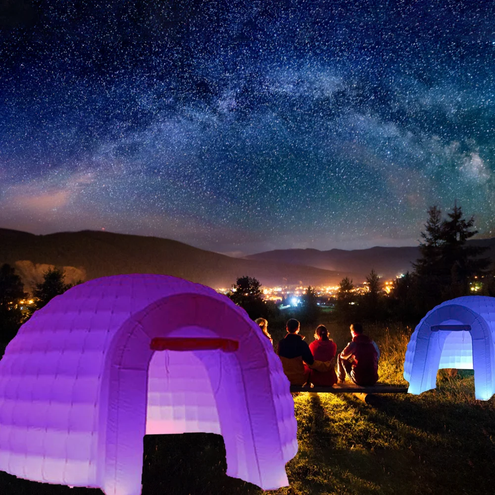 Inflatable Igloo Tent White Portable Air Dome Tent With Air Blower Zipper Door Waterproof Outdoor Party Event Camping Shelter