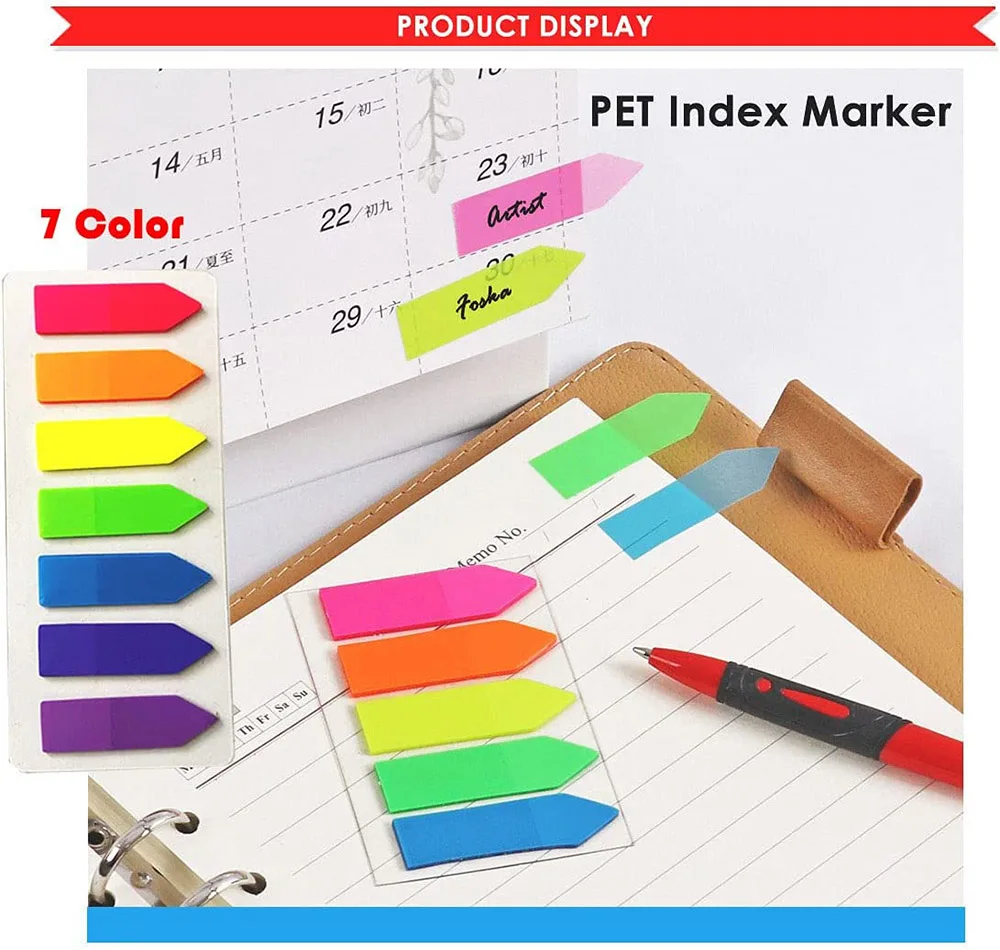 200 Sheets Bookmarks Stickers Clear Sticky Notes Fluorescent Small Index Tabs Flags To Do List Planners School Office Stationery