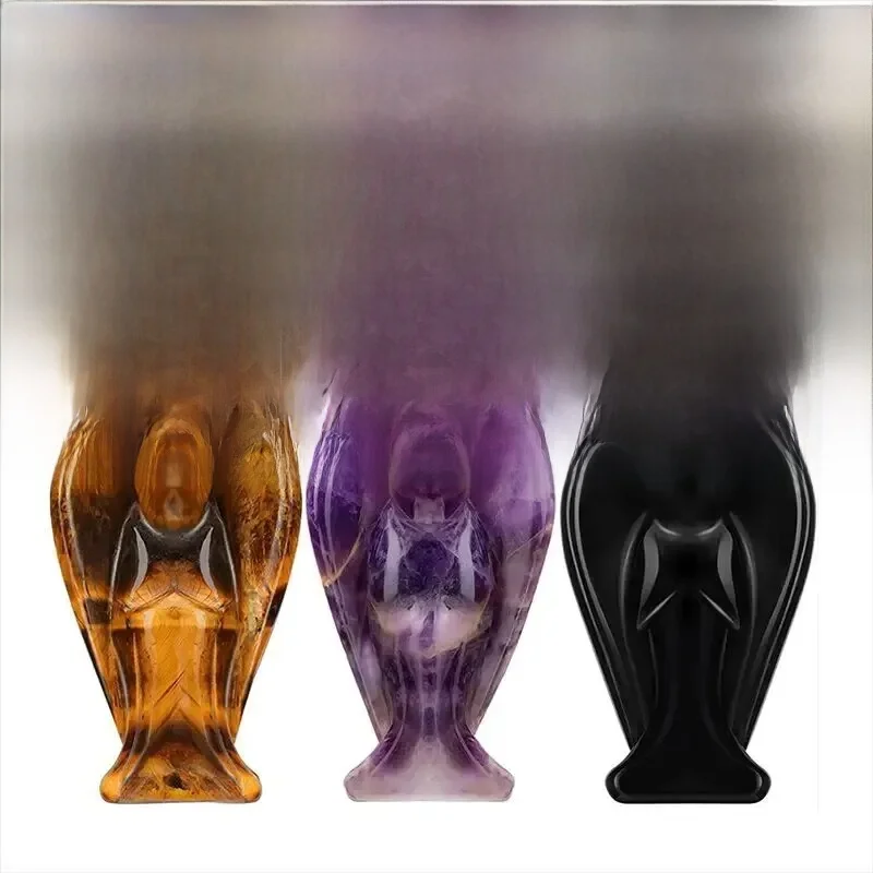 Mini cristal d'ange sculpté 1 pouce, cadeau de décoration pour la maison, spécimen minéral, pierre nue, pierre de guérison