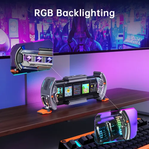 Imagen 2 del producto Divoom Times Gate-reloj Digital de configuración de juegos Cyberpunk con Control de aplicaciones inteligentes, conexión WiFi, pantalla LED RGB