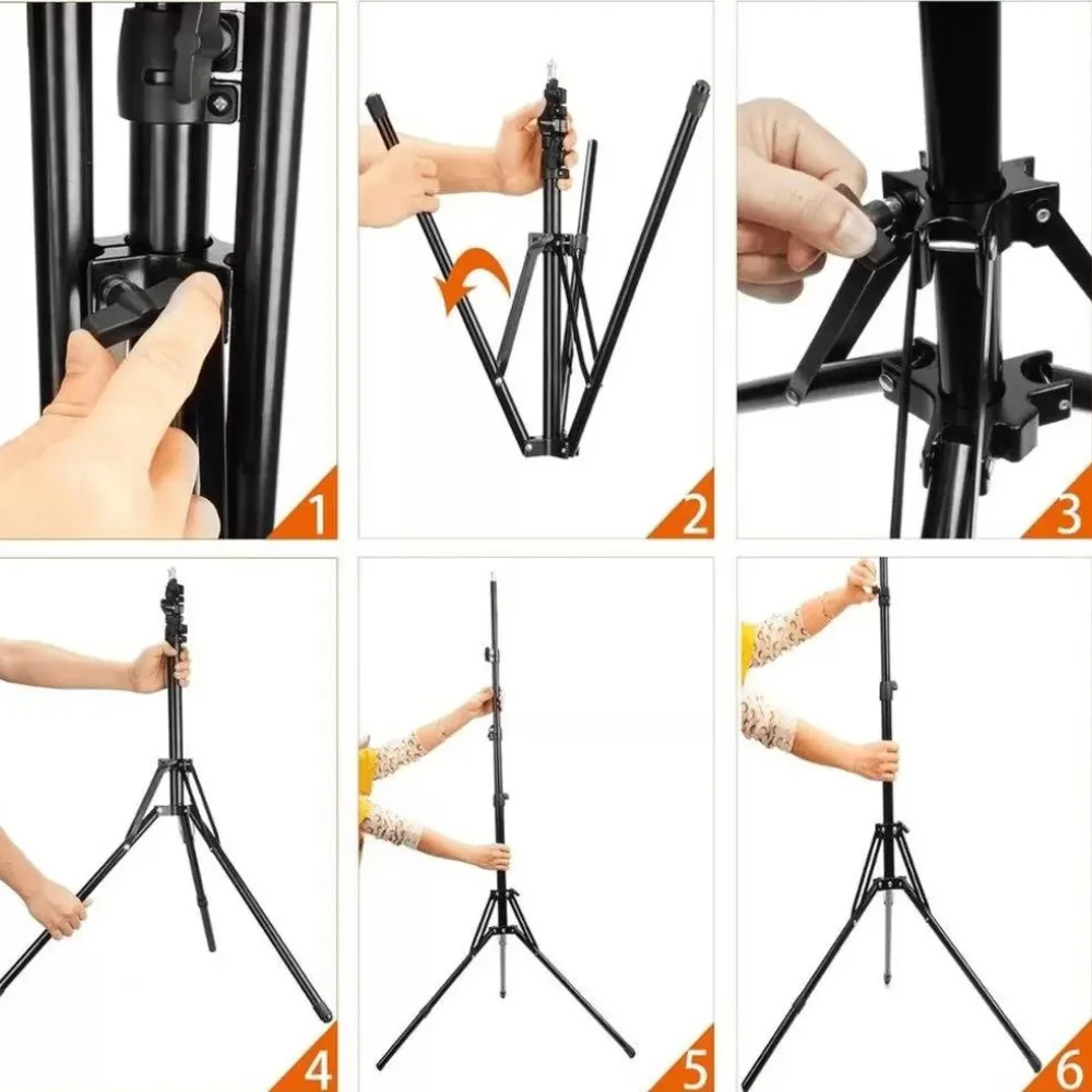 Anel de luz LED para gravação de vídeo, altura ajustável luz, ideal para selfies e vídeos, 2 m, 1 m