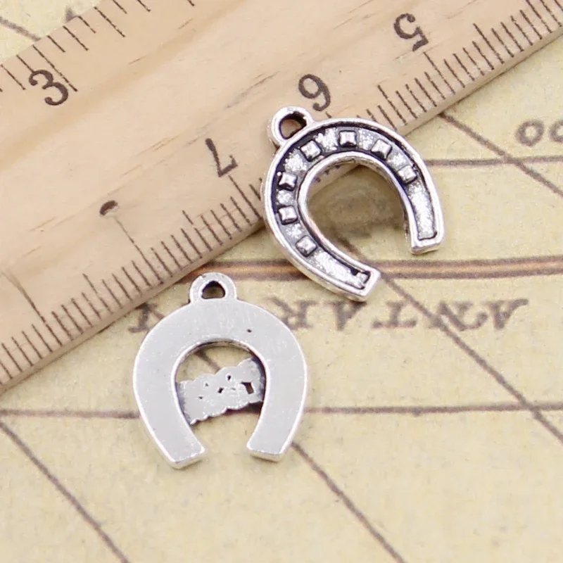 20 sztuk Charms szczęście podkowy powodzenia 17x1 4mm tybetański brąz srebrny kolor zawieszki antyczne Making DIY Handmade Craft wisiorek — zdjęcie 2