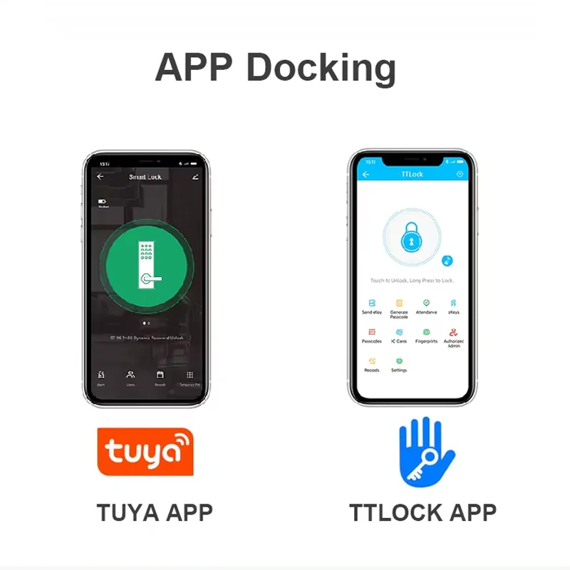 Tuya App Digital Door Lock Electronic Keyless Fingerprint Smart Handle Lock Wifi and Card Temporary Password Unlocking