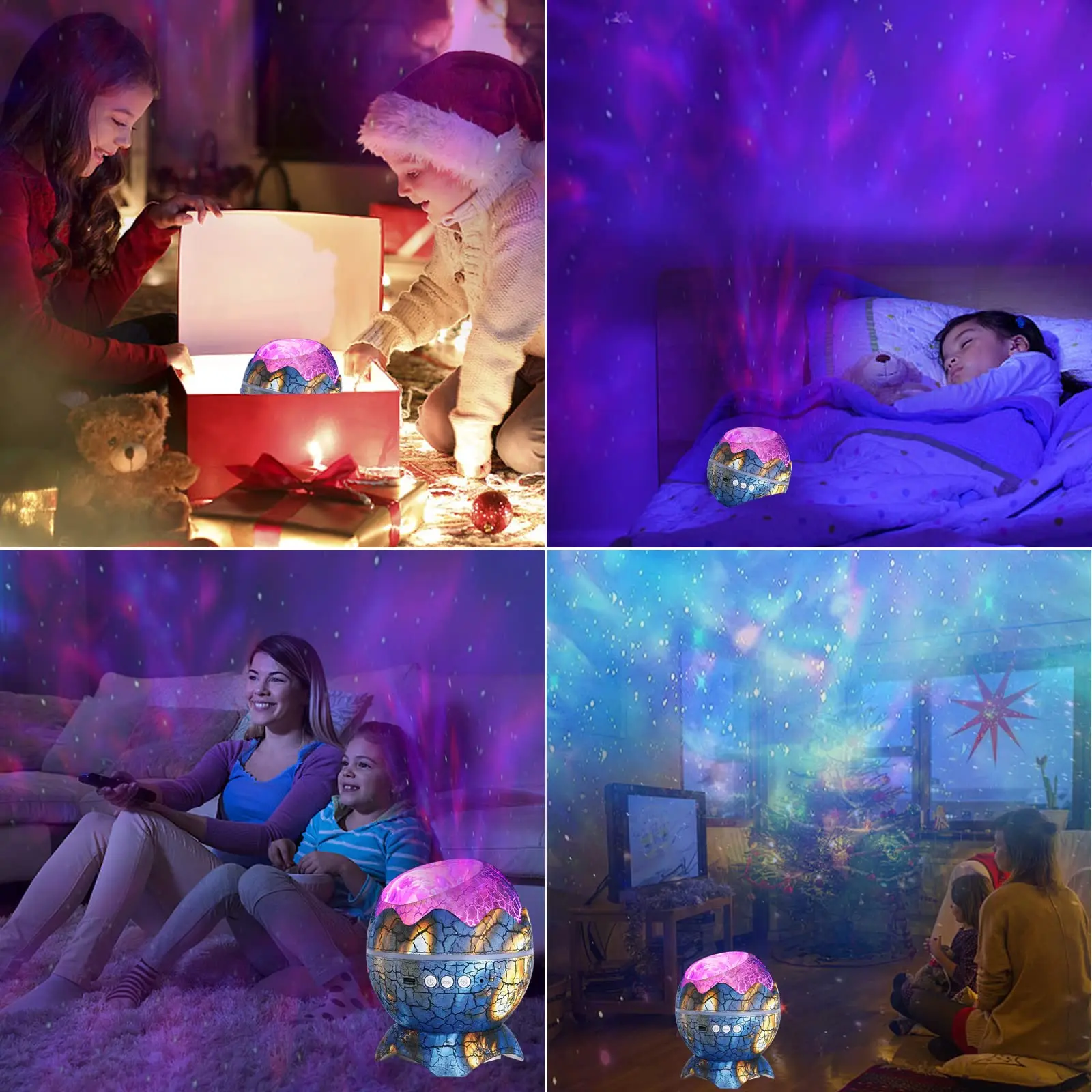 Star Projector Dinosaur Eggs  Night Light for Bedroom Galaxy Starry Projector with Remote Control Bluetooth and 19 White Noise