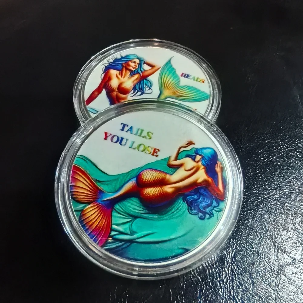 

NEW design Colorful Mermaid Collectible Coin Heads I Win Tails You Lose Novelty Gift Unique Art Coin for Collection Decoration