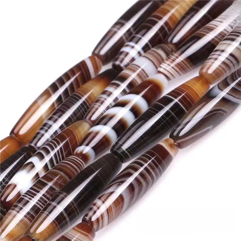 Naturalny Onyks Botswany sardonyx Agaty Kamienne Koraliki DIY Rice Tube Loose Spacer Beads For Jewelry Making Strand 15 Inch Wholesale ! — zdjęcie 2