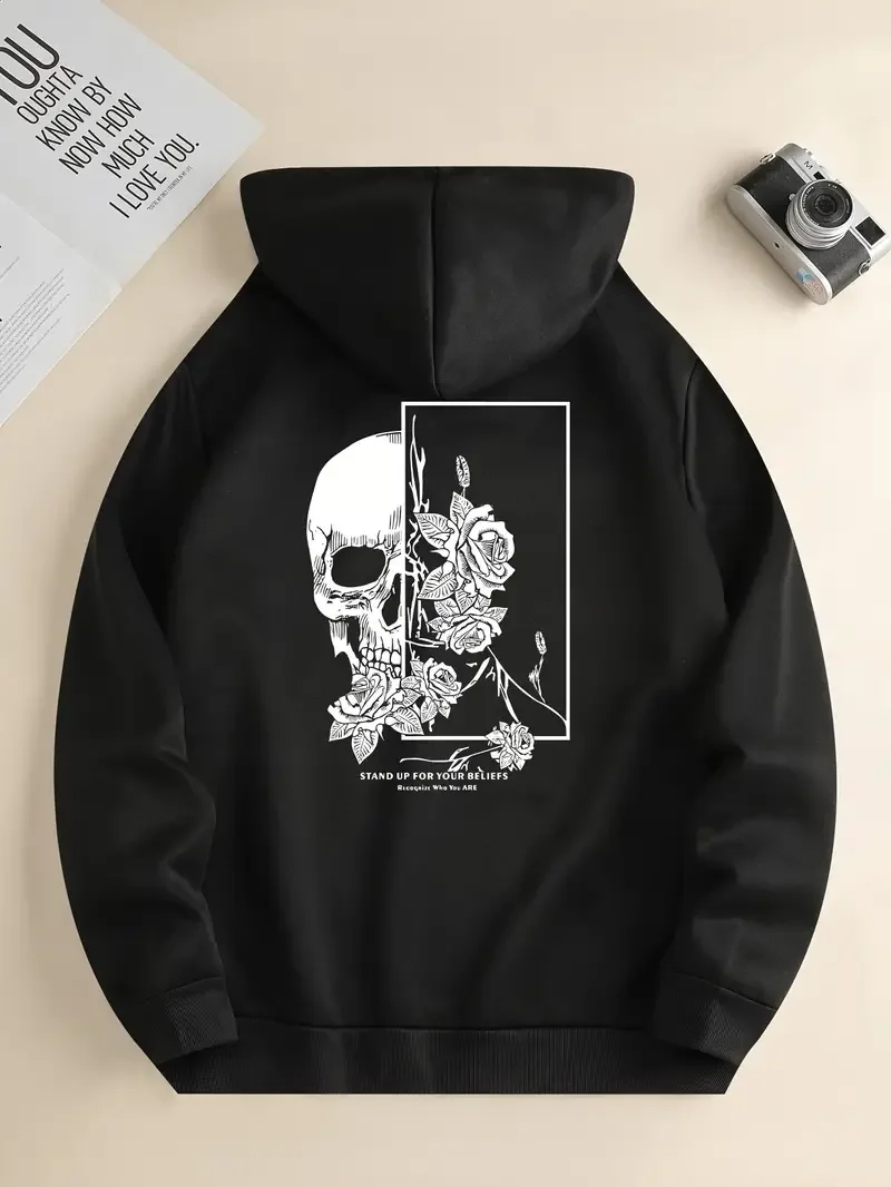 New men's high quality hooded sweatshirts, creative printed men's streetwear, Y2K clothing, men's thermal sweatshirts