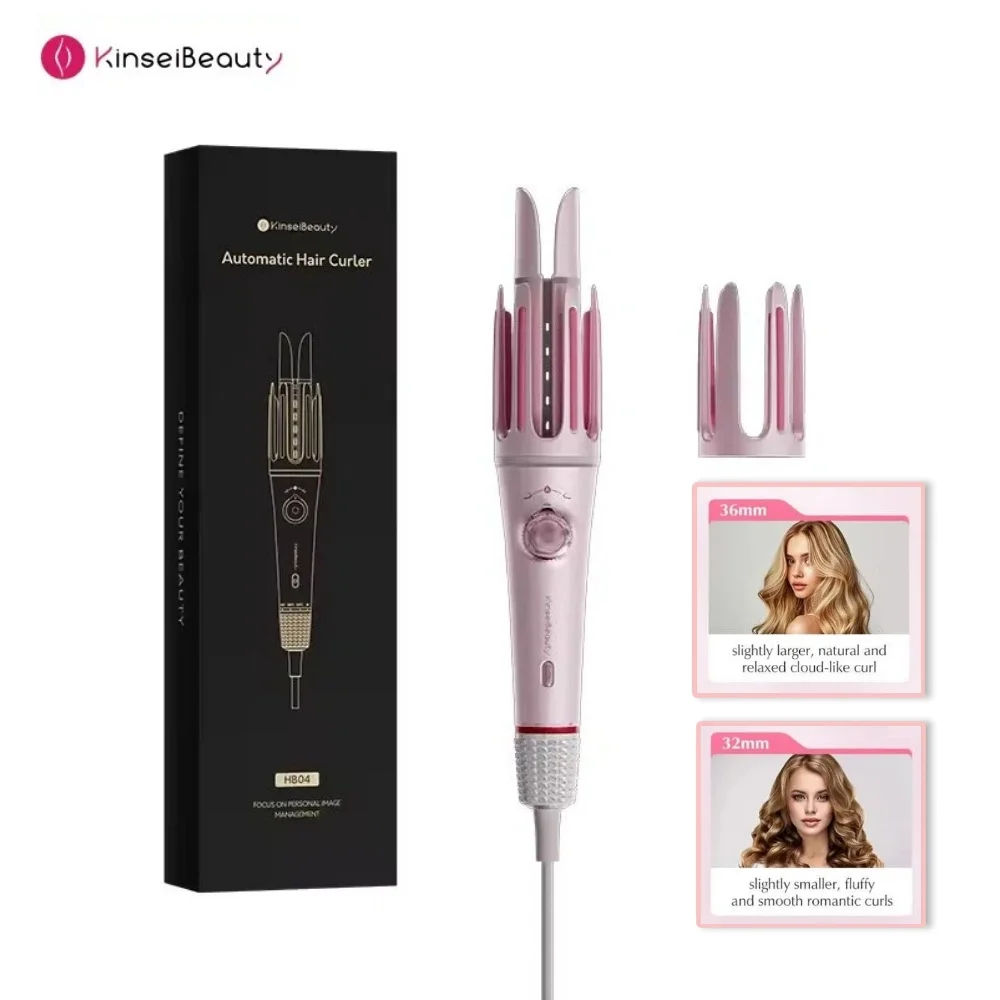 

Автоматическая плойка Kinseibeauty с защитой от ожогов, ионизацией и эффектом объема, для создания крупных локонов, 3 насадки-зубчатых насадки, универсальный набор