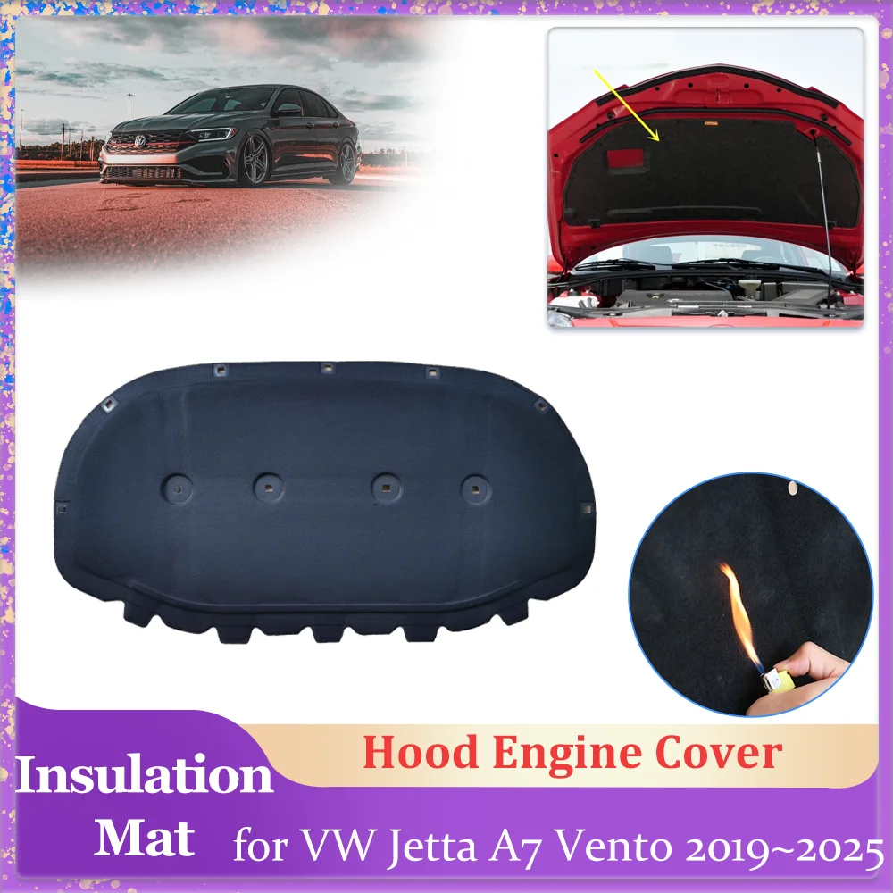 Car Hood Insulation Pad for Volkswagen VW Jetta A7 Vento MK7 2019~2025 Engine Cover Liner Cotton Soundproof Heat Mat Accessories