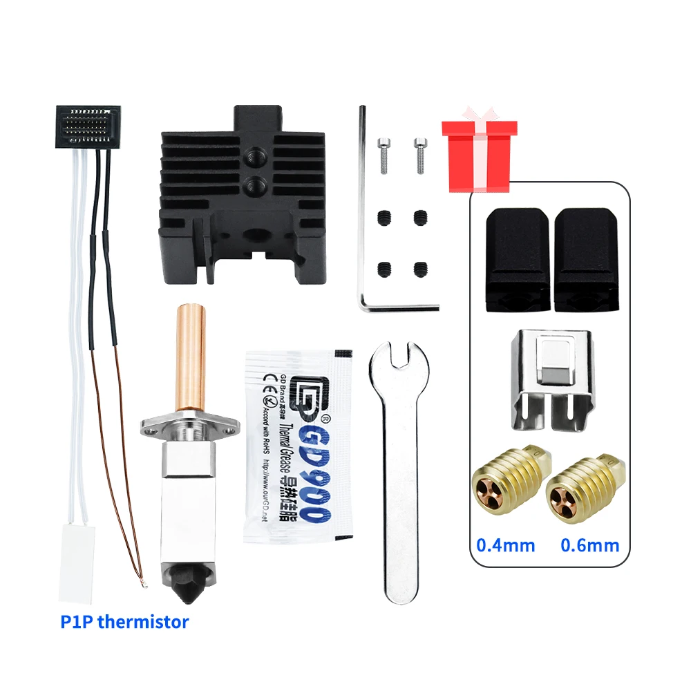 

Upgrade Hotend CHT Nozzle For Bambu Lab X1& X1 Carbon Hot End For Bambu P1P& P1S Bi Metal Heated Block Thermistor Heating Rod