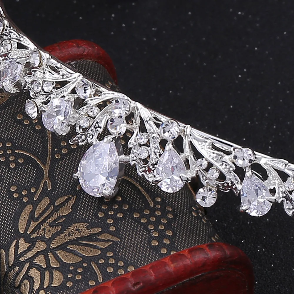 Korean Style Luxury Zircon Bride Headband Princess Crown Hair Accessory for Wedding Birthday Performance
