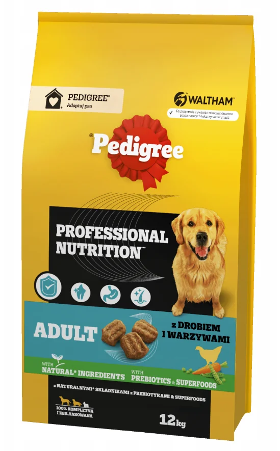 PEDIGREE comida seca para perros, razas grandes y medianas de verduras de aves de corral, 12 kg