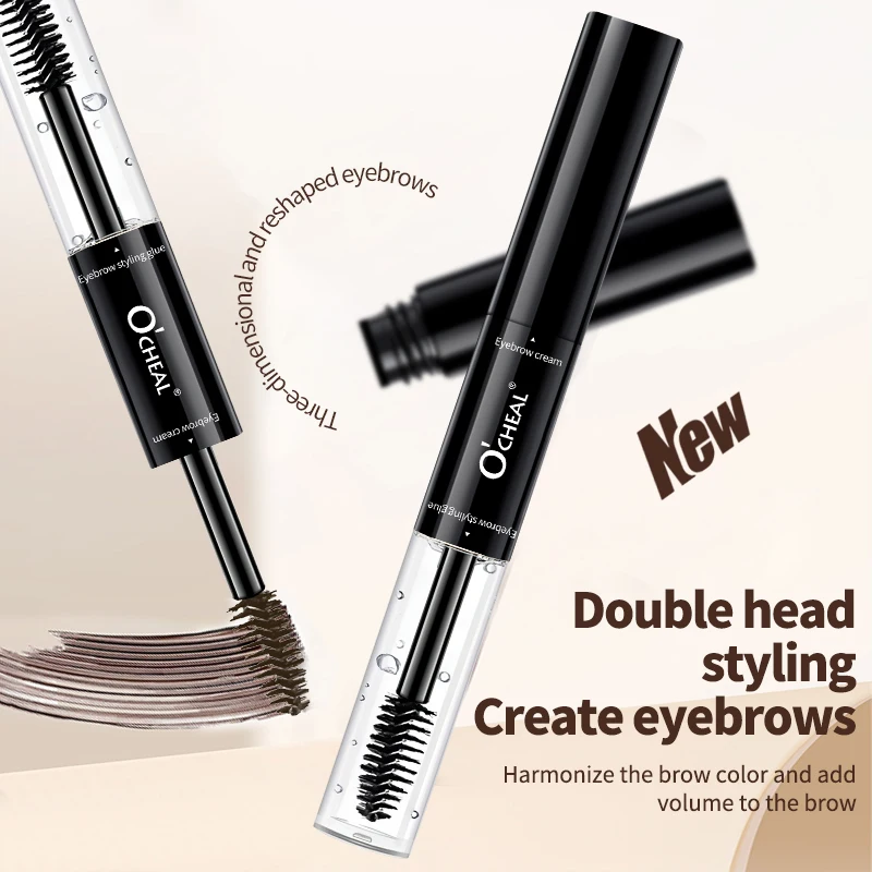 Ocheal Double head Black Curled Lashes Mascara Waterproof Transparent Refreshing styling creatte eyebrows Brush Mascara Makeup
