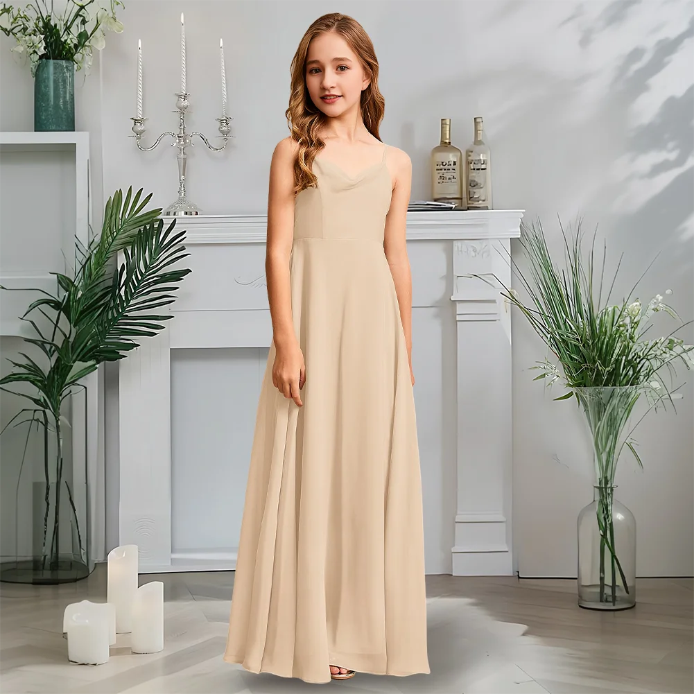 Роскошное платье трапециевидной формы для юных подружек невесты, синее платье с цветочным узором для девочек, шифоновое платье с капюшоном длиной до пола, садовое гала-свадьба