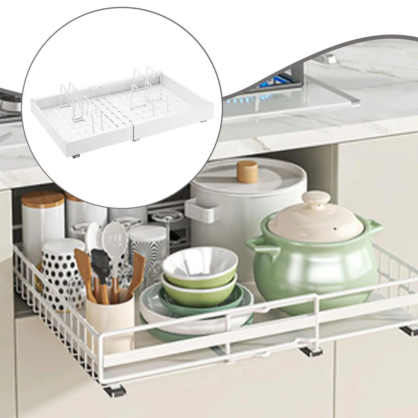 

Выдвижной органайзер для шкафа глубиной 21 дюйм с подъемной платформой, полка для хранения приборов и специй для встроенных шкафов, гардеробов, столешниц, дома