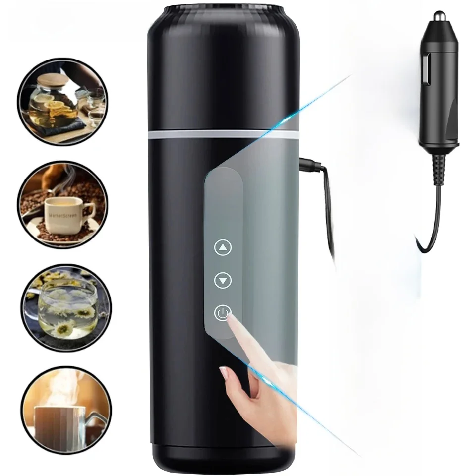 Waterkoker 12V24V Draagbare Auto Verwarming Cup 500ml Reizen Verwarming Touchscreen Intelligente Verstelbare Temperatuur Thermische Cup - afbeelding 2