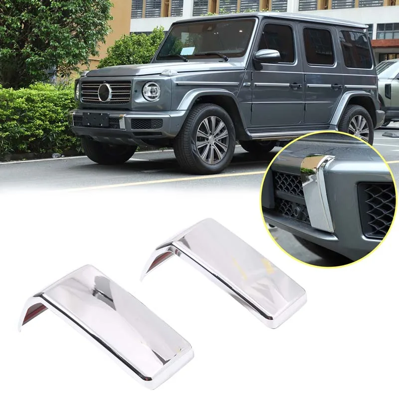 For Mercedes-Benz G-Class W463 G63 2019-2020 ABS Front Bumper Decorative Cover Sticker Exterior Molding Cover Accessories 2PCS