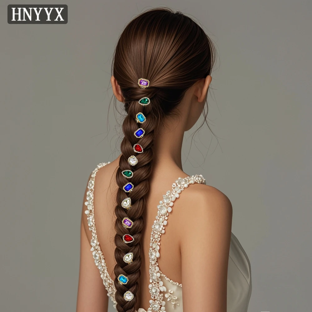 HNYX-Garfos de Cabelo Femininos, Clipe De Cabelo Para Noiva, Strass Chapéu De Noiva, Concurso Para Cabeçalho, Moda, A216, 14 Cores