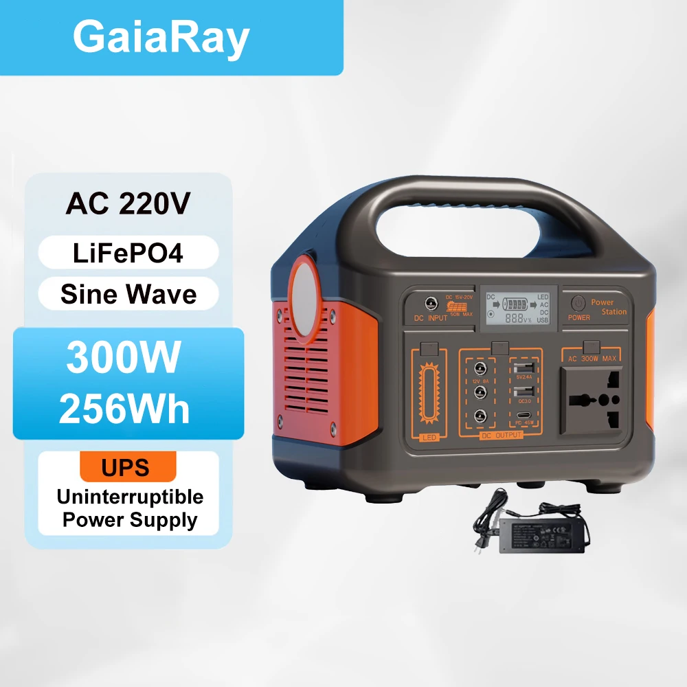 GaiaRay 500W 300W Draagbare Krachtcentrale AC 220V Zonnegenerator LiFePO4 Batterij Noodinstallatie Outdoor Vissen tool LED