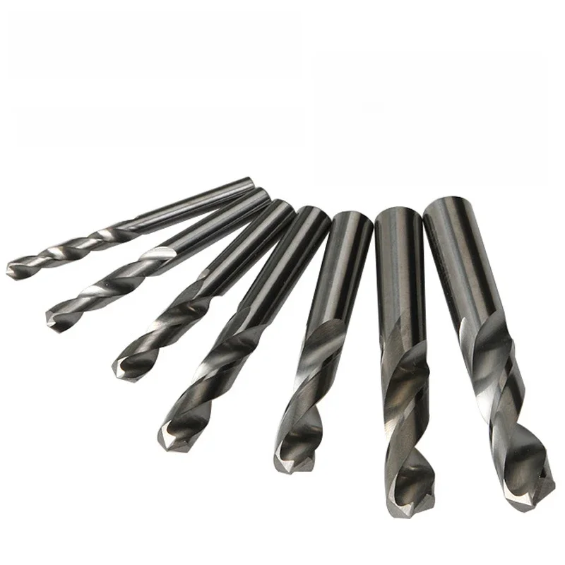 Drillforce 0.5mm-7mm wiertło z pełnego węglika spiekanego zestaw bitów, niepowlekane (jasne) wykończenie, okrągły trzpień, spiralne zwoje wiertło spiralne do metalu — zdjęcie 2