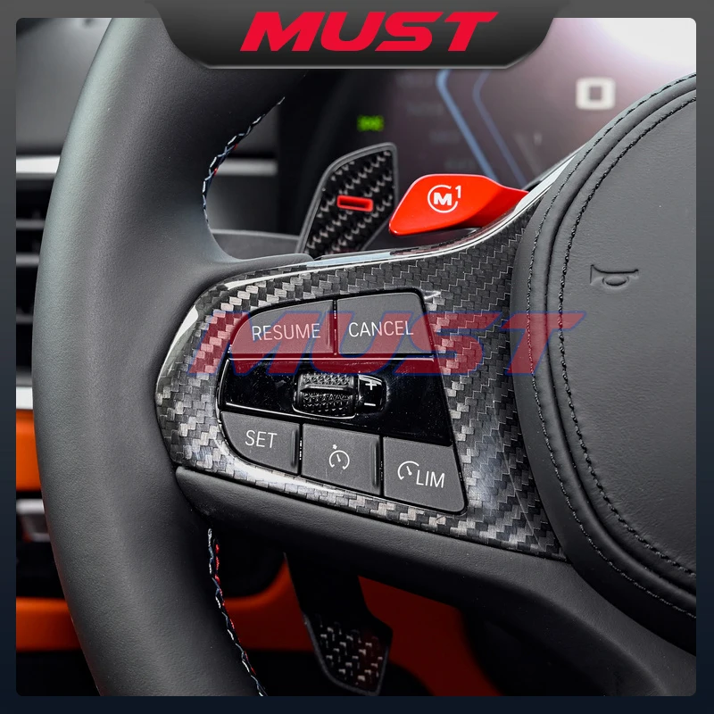 Real Carbon Fiber Steering Wheel Frame Trim Cover M Sport Interior Replacment For BMW X5 X5M X3 X6 F95 F90 G82 G20 G30 G32 G29