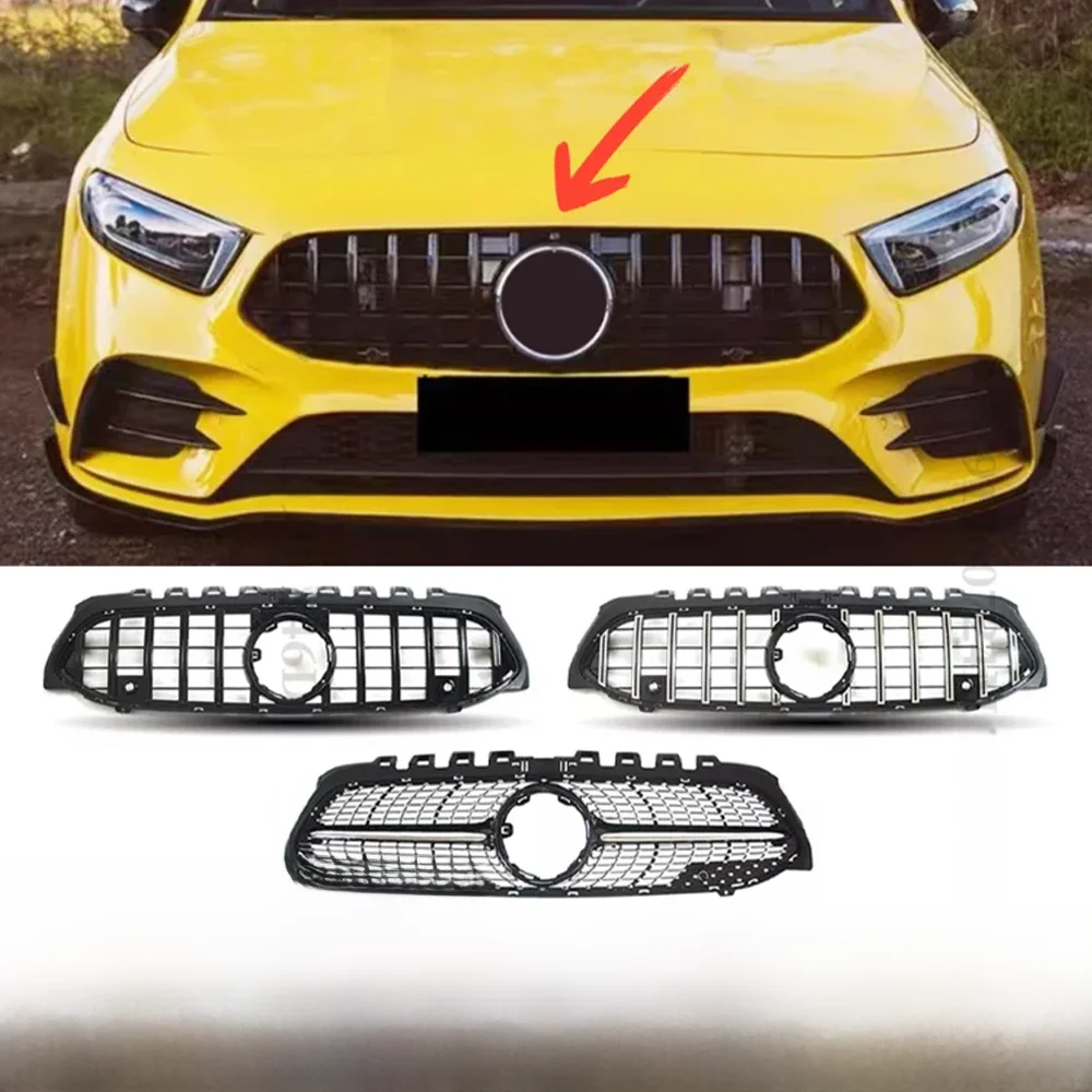 Grill przedni GT Diamond Racing Bumper Grill do Mercedes W177 Benz A lub A35 2019 2020 2021 2022, np. A250 A200 A180 A220 Tuning — zdjęcie 2