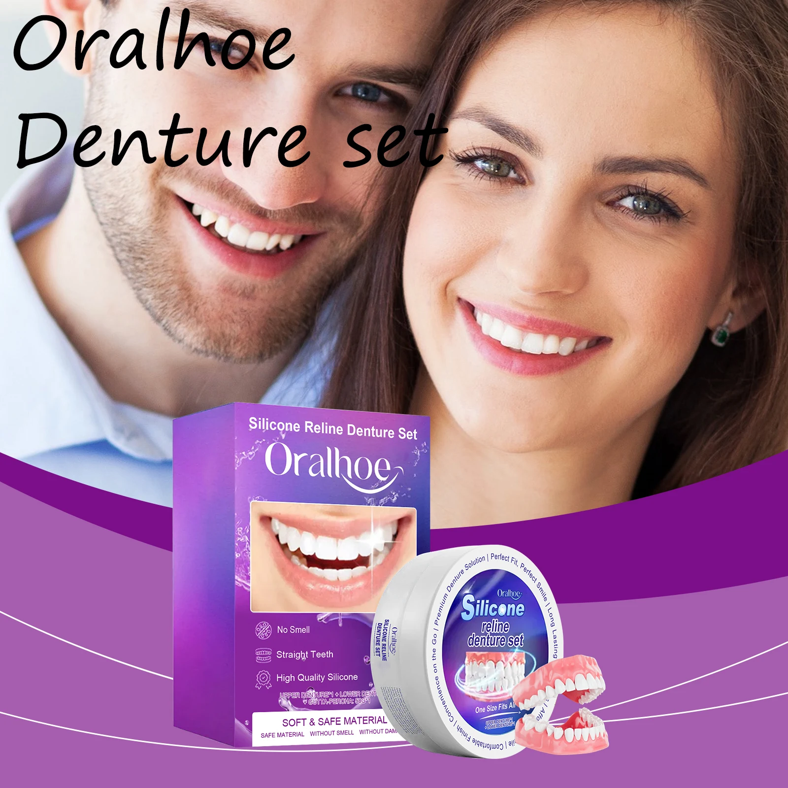 

Набор силиконовых зубных протезов Oralhoe, искусственный зуб, гигиена полости рта, удобная посадка, временный ортодонтический набор для отбеливания зубов, набор зубных протезов