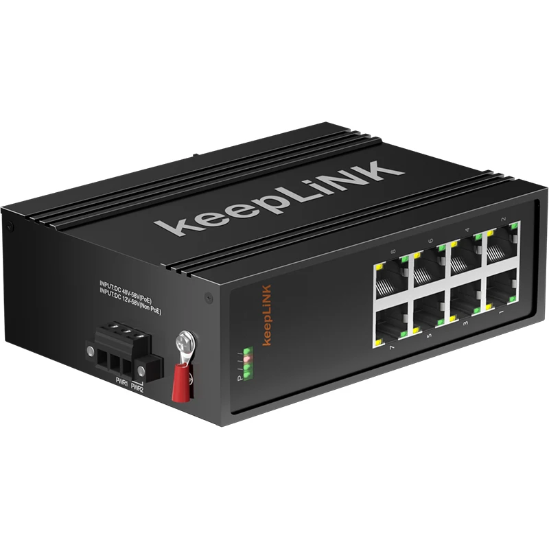 Industrial 8 Port Fast Unmanaged IP40 Aluminum -40℃ to +75℃ Network Ethernet Switch