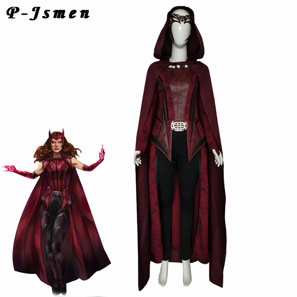 

P-jsman Wanda Vision Scarlet Witch костюмы для косплея Взрослые женщины Хэллоуин карнавальные костюмы