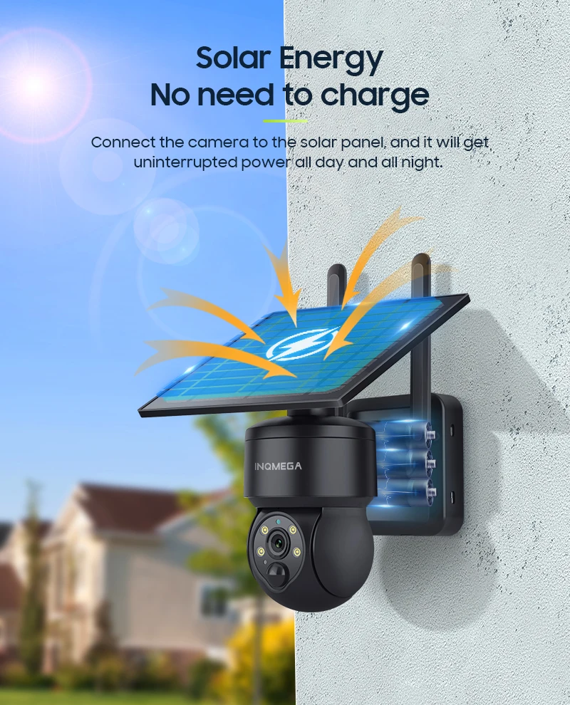 INQMEGA Tuya Smart Life 6MP Solar Camera WiFi PTZ Security CCTV Camera Wireless PIR Human Tracking Color Night Vision IP65