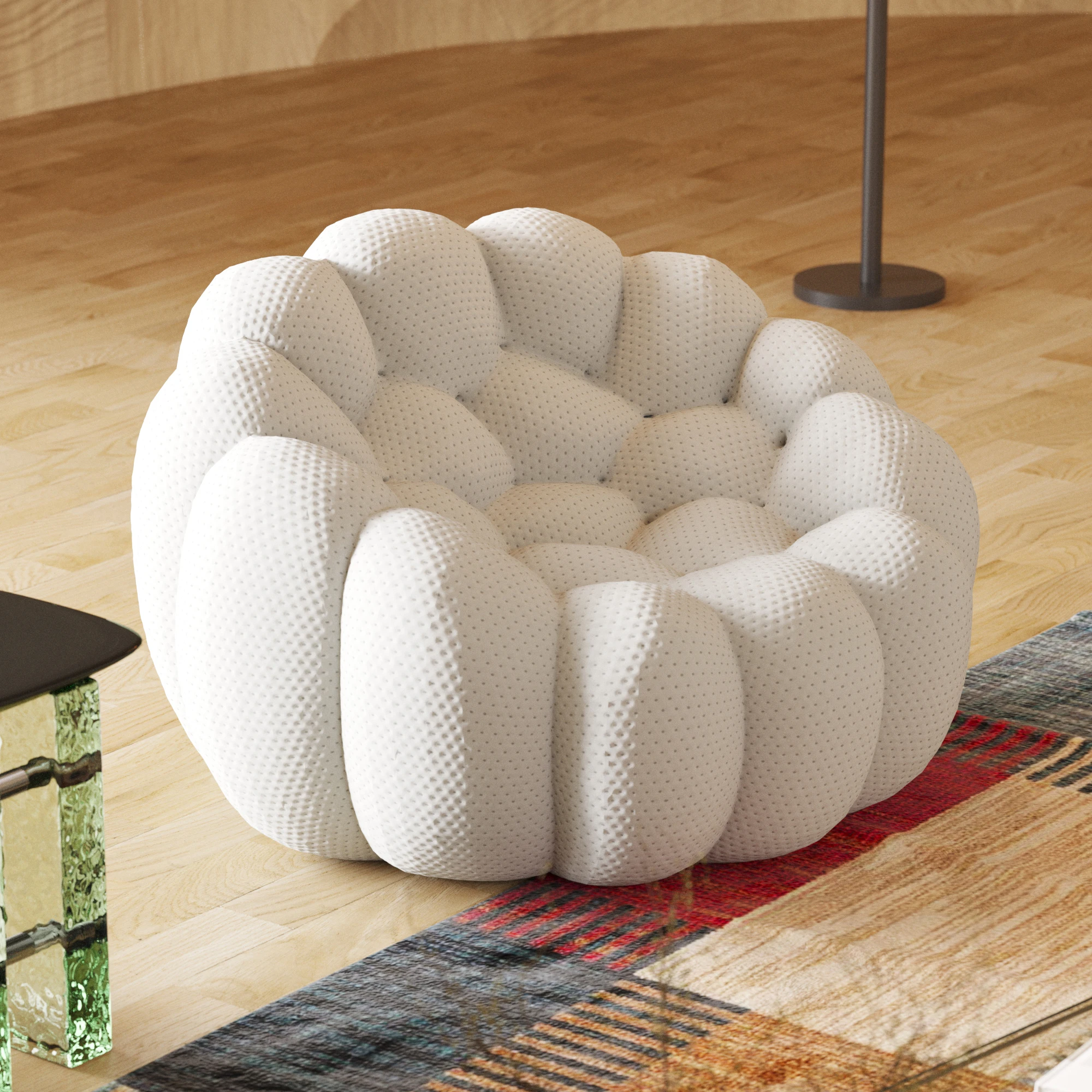 Bubble Couch Oversized Single Lazy Sofa Modern Upholstered Lazy Floor Couch Bubble Sofas Chair With 3D Honeycomb Curved Couches