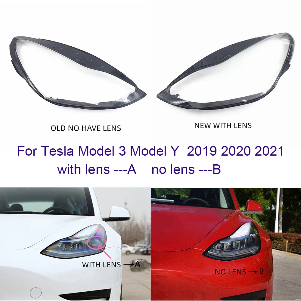 For Tesla Model 3 Y 2019-2022 Front Bumper Headlight Cover Shell Shade Head Lamp Glass Head Light Lens