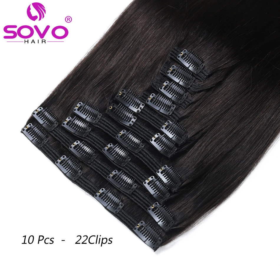 10Pcs Clip In Hair Extension 100% Remy Human Hair Natural Color Clip-On HairPiece Full Head 14-28 Inch For Salon Supply 200Grams