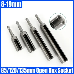 8mm-19mm Open Hex Socket Sleeve Nut Driver Impact Electric Screwdriver Socket Electric Wrench 85/120/135mm Drill Bit Adapter