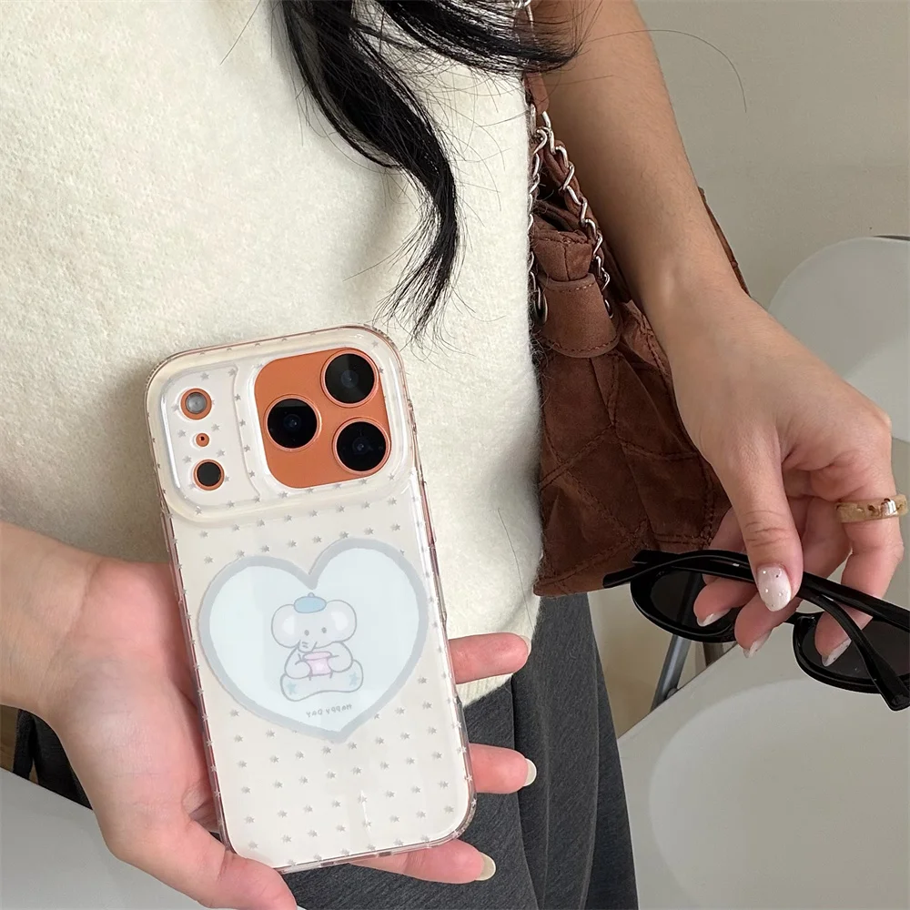 Nowe, kreatywne, urocze etui ochronne z miękką powłoką w kształcie gwiazdy i słonia, odpowiednie dla iPhone'a 17/13/14/15/16 Promax, pełne pokrycie, modne.