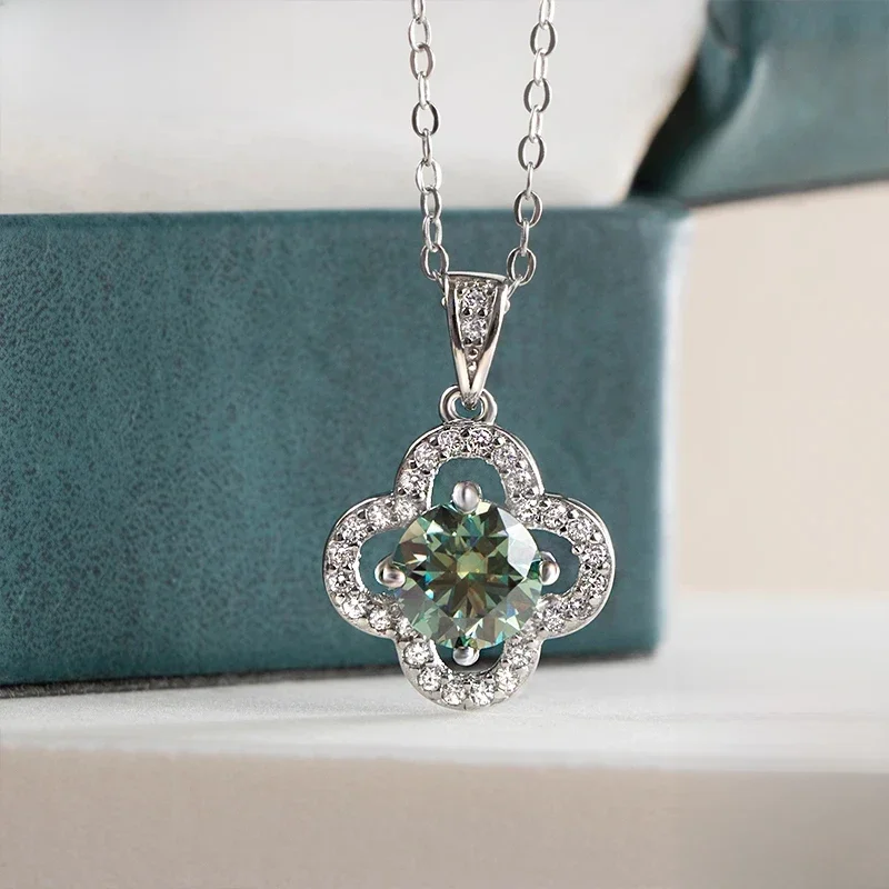 JoyceJelly 1 karatowy prawdziwy Moissanite naszyjnik dla kobiet D kolor 925 srebro Fine Jewelry damski łańcuszek do obojczyka — zdjęcie 2