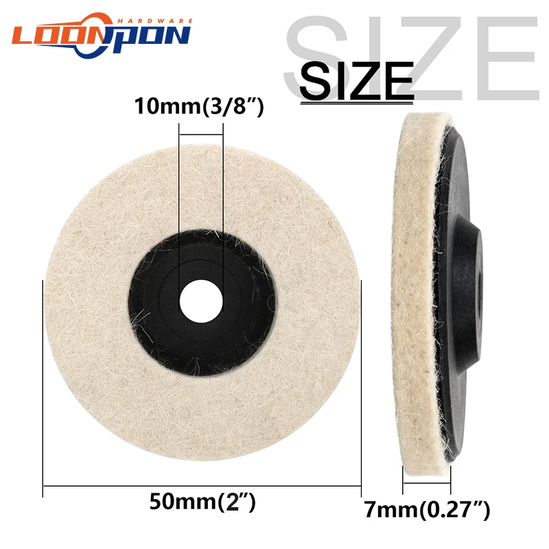 Loonpon 50mm/75mm Wool Polishing Wheel Polishing Pads Angle Grinder Wheel Felt Polishing Disc for Metal Marble Glass Ceramic