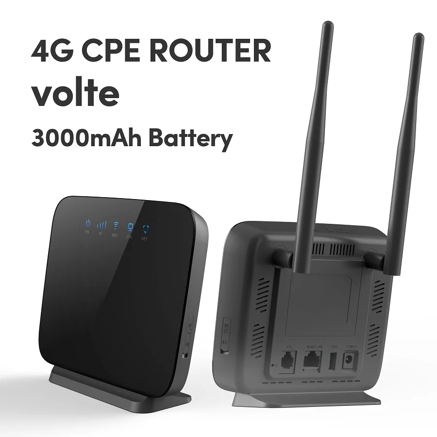

4G LTE Крытый CPE-маршрутизатор Wi-Fi 300 Мбит/с Беспроводной мобильный широкополосный доступ со слотом для SIM-карты VOLTE 3000 мАч Аккумулятор