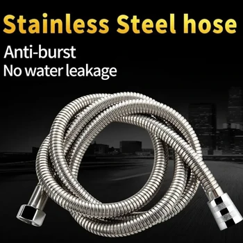 1.5/2 متر أسود/فضي SUS 304 خرطوم دش مرن طويل الحمام دش الأنا...