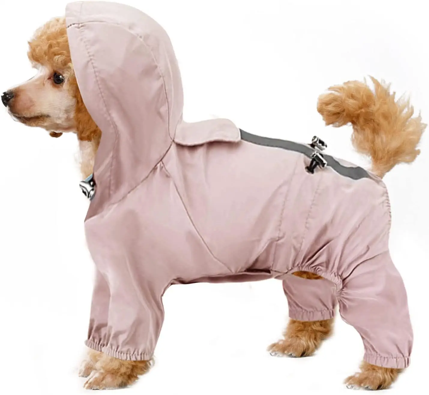 Dog Waterproof Raincoats,Adjustable Drawstring Outdoor Puppy Raincoat Poncho with Legs,Long Reflective Strip Water Resistant