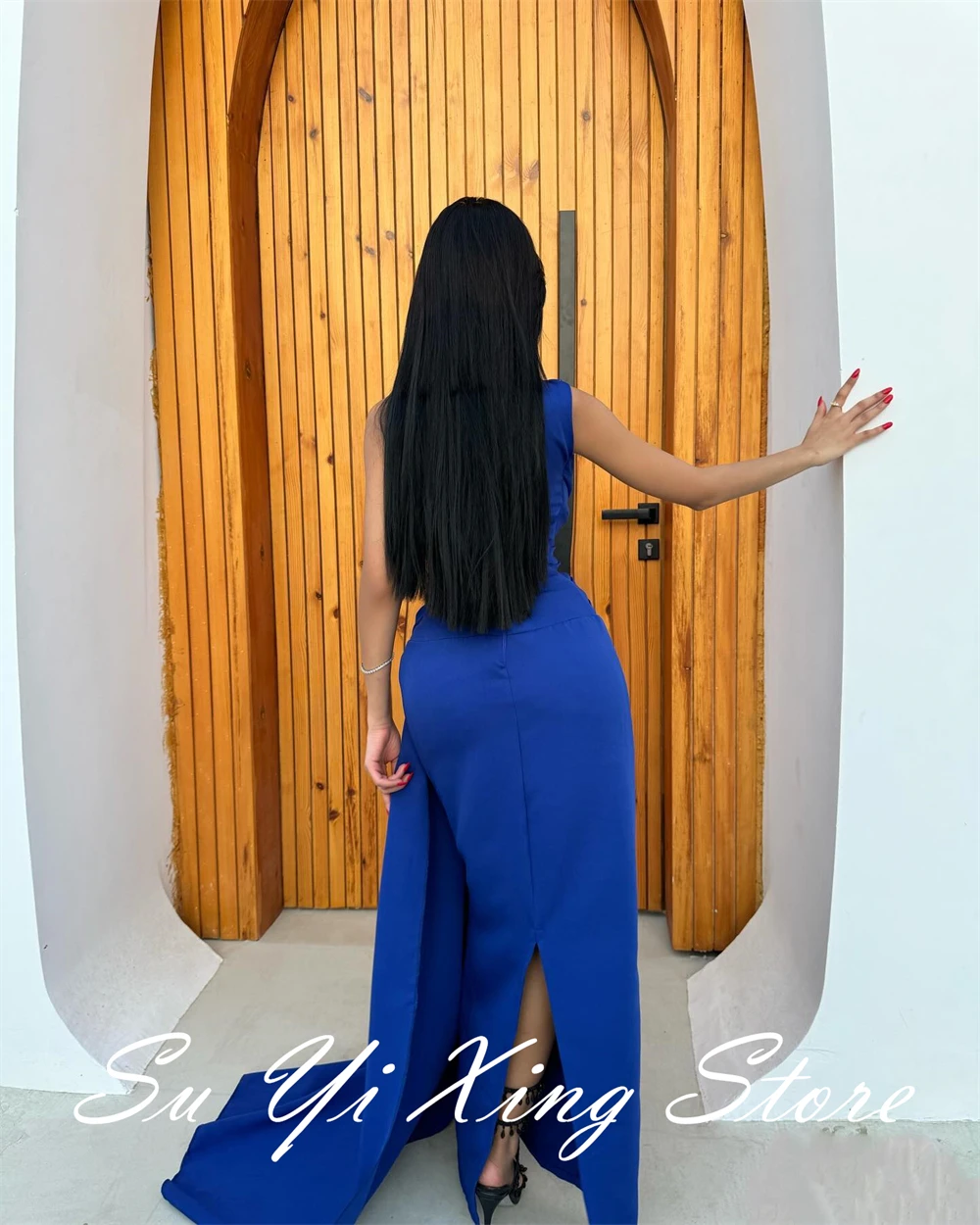 Customized  Delicate Flowers Long Ribbons Evening Dress Sexy One Shoulder Back Slit Party Dress Classic Zipper Back Pro