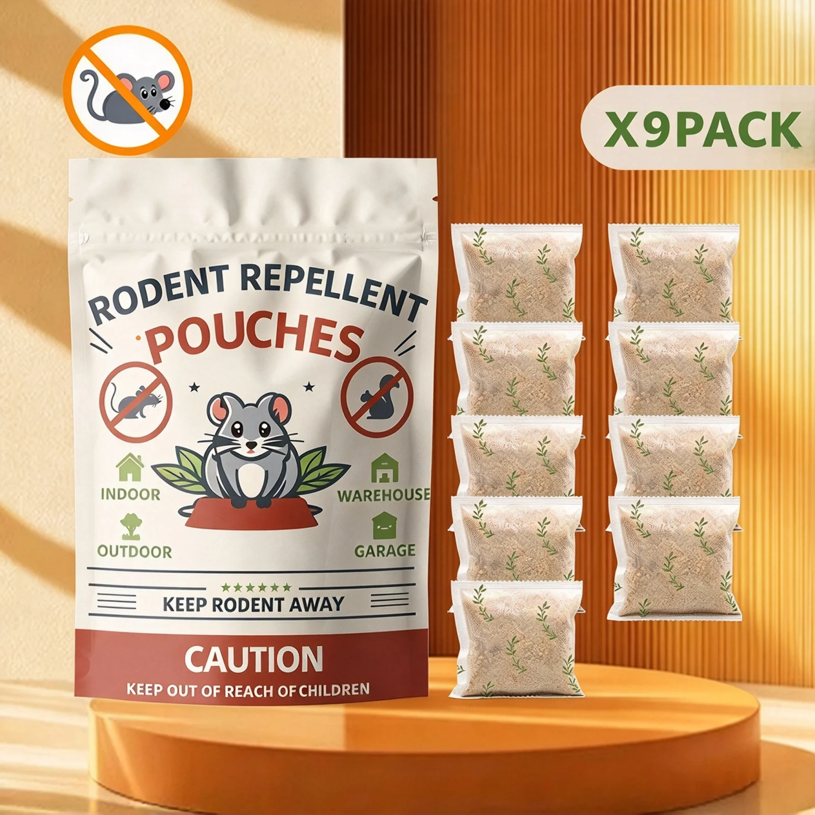 Rodent Repellent, Mice Repellent, Peppermint Rat Repellent, Keep Rodents Out of House/Cars/Rvs/Garages, Natural Mouse Repellents, Indoor & Outdoor 3 Months Protection, 9 Pack