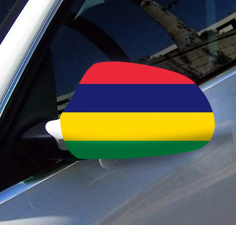 Delivery 2 Pcs Free Size Four-way stretch fabric Mauritius mauritian Flags Car Mirror Cover