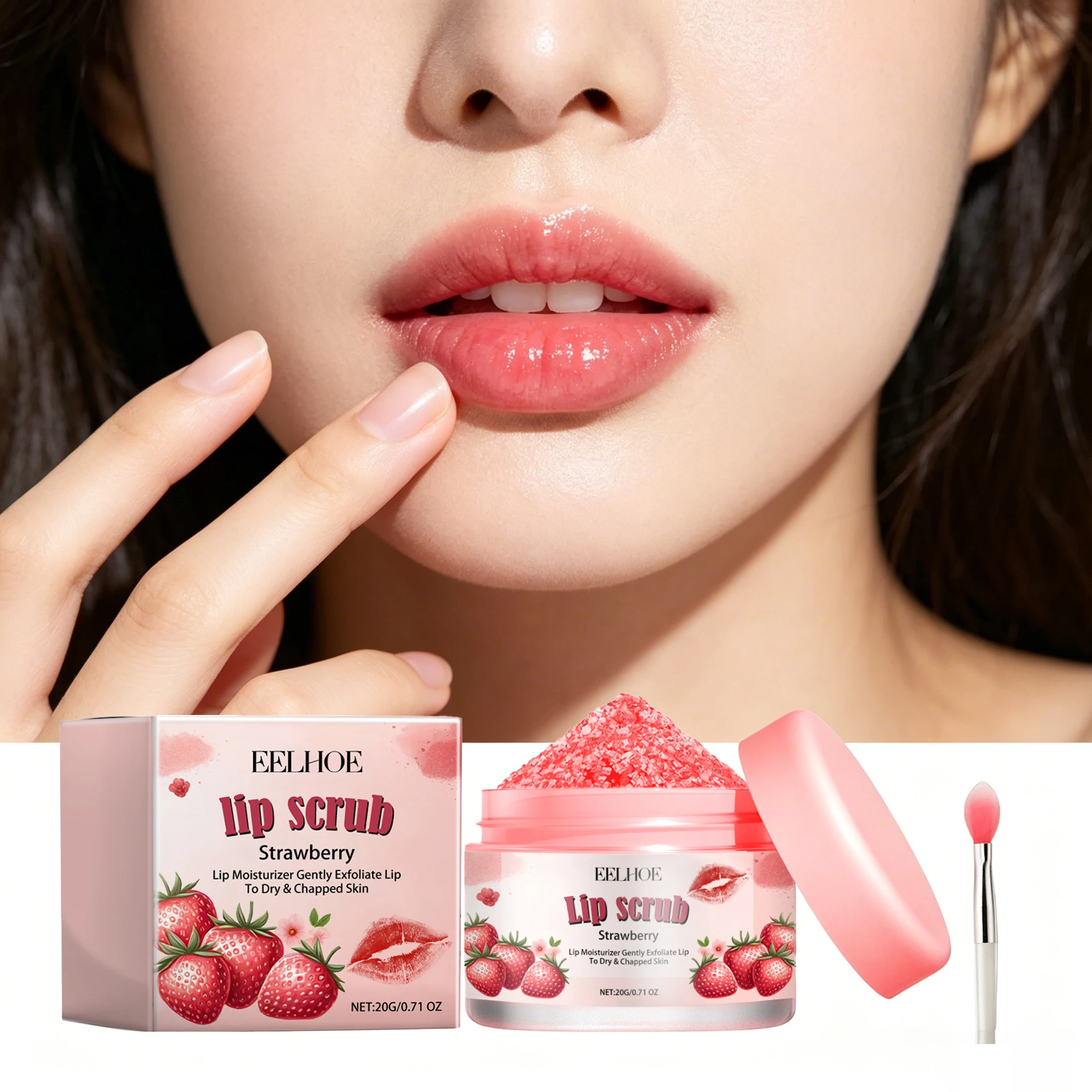 20g Strawberry Lip Scrub Cream Gentle Moisturizing Remove Dead Skin Enhance Smoothness Improve Texture Softening Anti-chapping Lip Exfoliating Cream