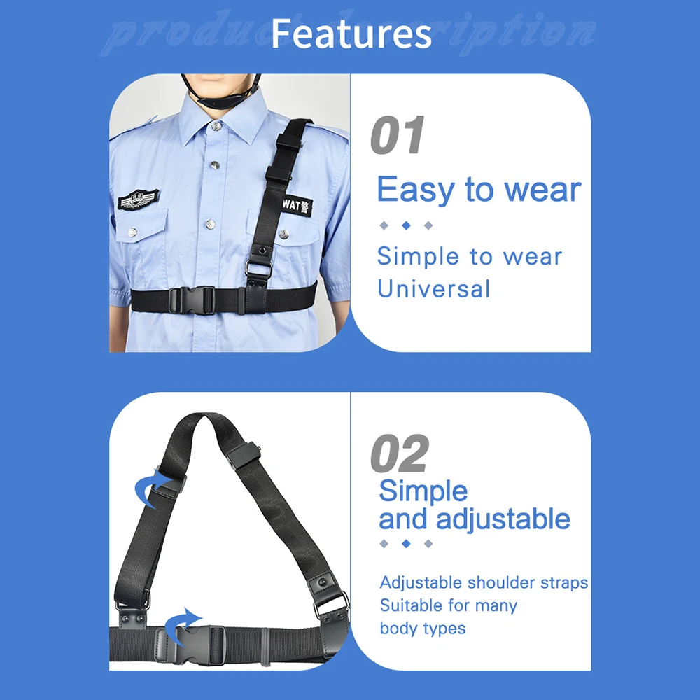 Yingshiwei YSW-002 Single Nylon Safety Work Vest Field Recorder Strap Law Enforcement BodyCam Mount Shoulder Strap Accessories