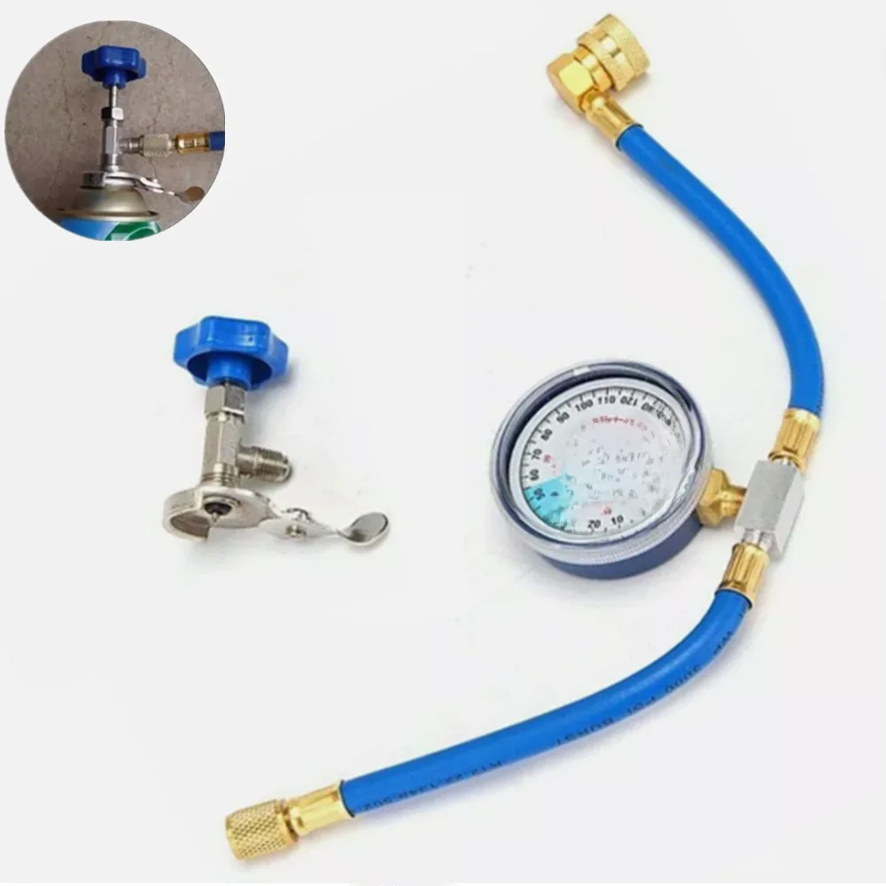 R134a Adapter klimatyzacyjny wąż do ładowania gaz chłodzący otwieracz do butelek z narzędziami do naprawy czynnika chłodniczego — zdjęcie 2