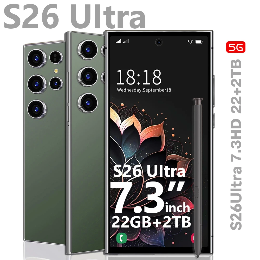 

2025 Global version Mobile Phones S26 Ultra 7.3HD Cellphones 22G+2T Original Smartphone Dual SIM Android 14 7800mAh 5G Phone