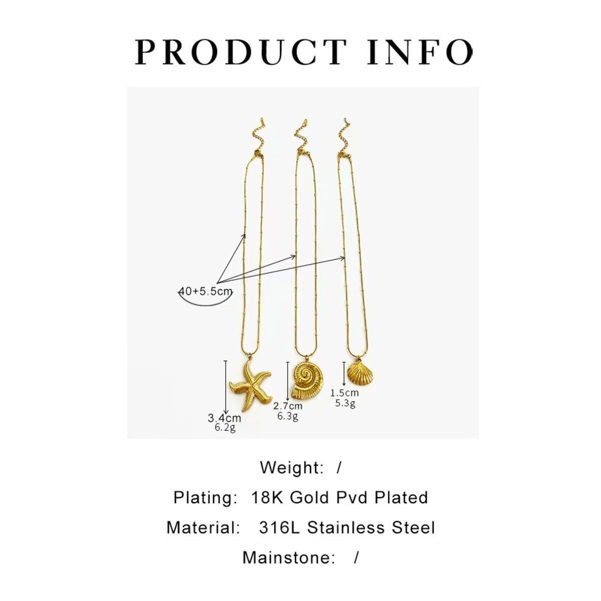 Minimalist Starfish Striped Conch Scallop Shaped Pendant Necklace for Women Waterproof Trend Jewelry Summer Beach Party image 6