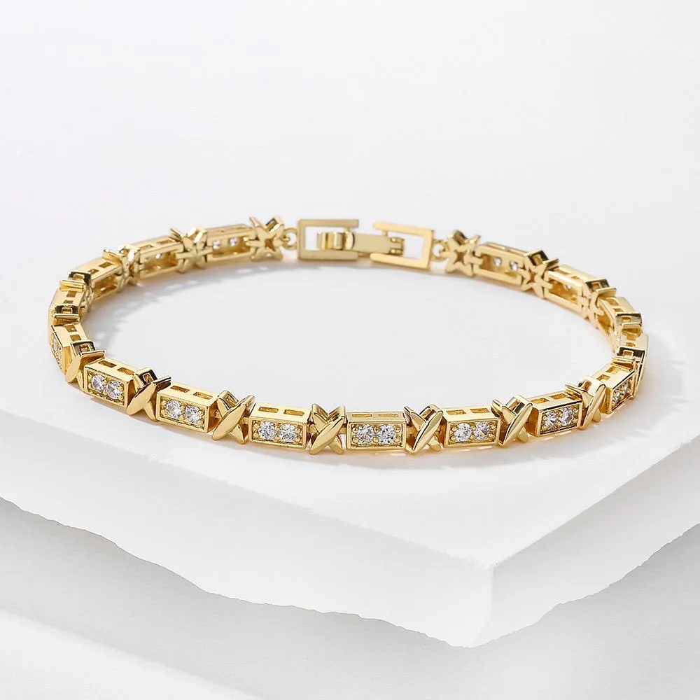 

Luxury X-Link Tennis Bracelet for Women – 18K Gold, Silver, Rose Gold Plated