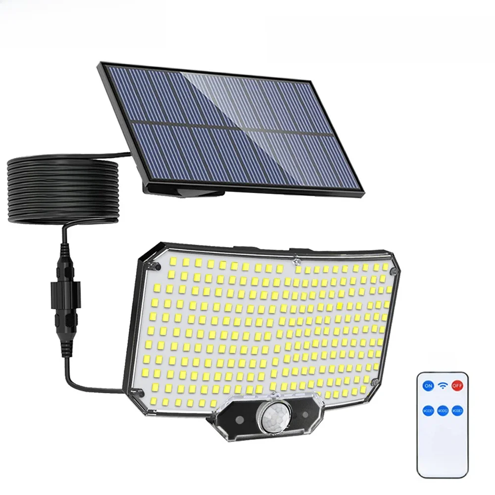 Solarne światła bezpieczeństwa LED czujnik ruchu na zewnątrz 234/280/226LED światło halogenowe IP65 wodoodporna dzielona kinkiet zasilany energią słoneczną 3 tryb — zdjęcie 2